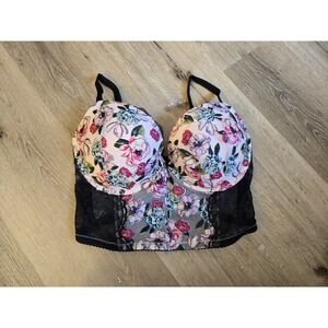 Victoria's Secret Very Sexy Push Up Corset Bustier 36DD Pink Black Lace NEW